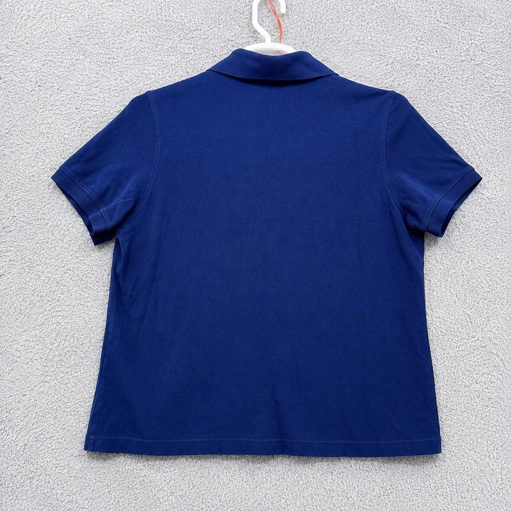Tory Burch Navy Blue Short Sleeve Pique Polo Shirt XXL Gold Logo Buttons